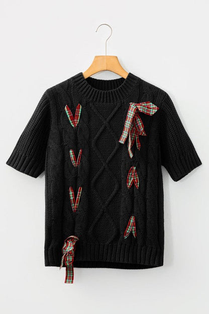 Christmas Plaid Lace-Up Puff Sleeve Sweater Shop Style & More | Fresh Looks, Everyday Deals & Free Shipping