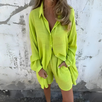 Embrace Effortless Style with the Nora™ Casual Blouse & Shorts Set