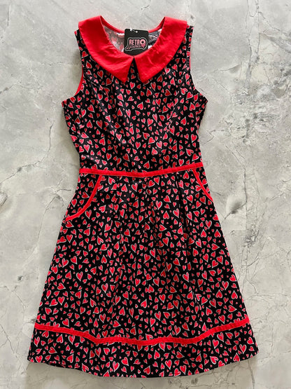 Hearts Collared Dress Retrolicious