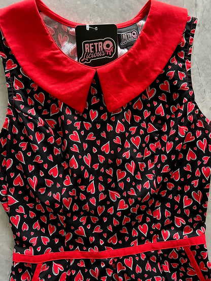 Hearts Collared Dress Retrolicious