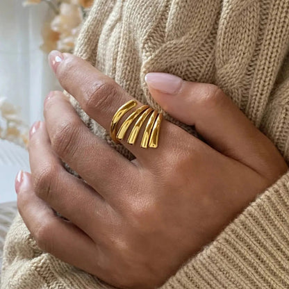 Lines of Light Ring Ivory Embers