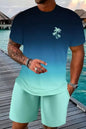 Men's Full Size Tropical Print Casual Tee and Shorts Set Plus Size New Era Fashion LLc