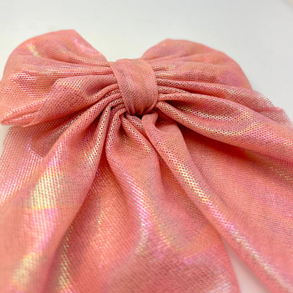 Iridescent Pink Small Bow Enchanted Scrunch