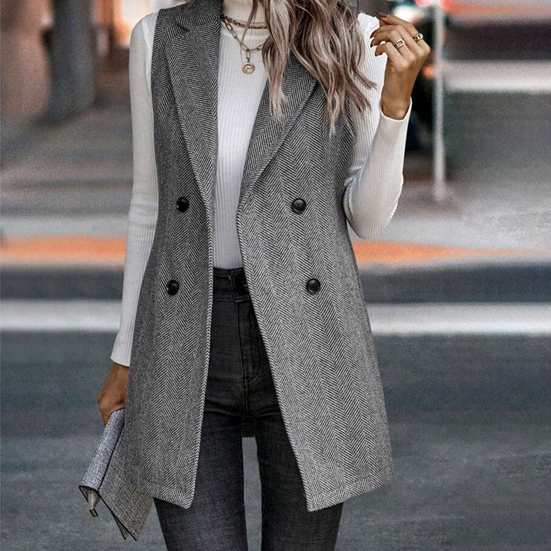🖤 Women’s Sleeveless Blazer Vest – Trendy Business Casual FitiqueFit