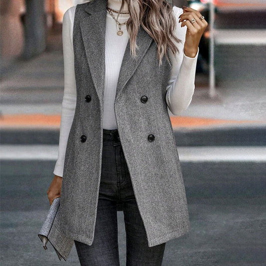 🖤 Women’s Sleeveless Blazer Vest – Trendy Business Casual FitiqueFit