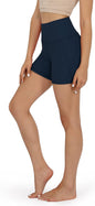 Women'S Yoga Short Tummy Control Workout Running Athletic Non See-Through Yoga Shorts with Hidden Pocket,Navy,Xx-Large