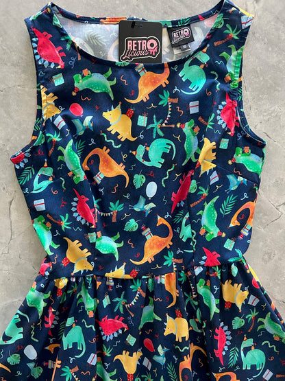 Party Dinos Vintage Dress - XS only Retrolicious