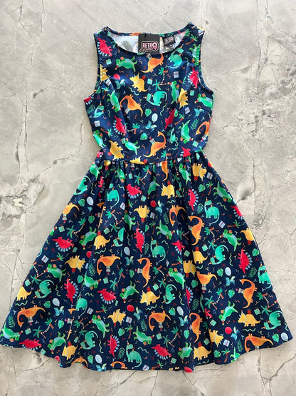Party Dinos Vintage Dress - XS only Retrolicious