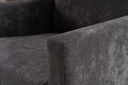Large swivel chair, soft cushion armchair, modern chair, skin friendly gradient linen fabric, comfortable sitting gray