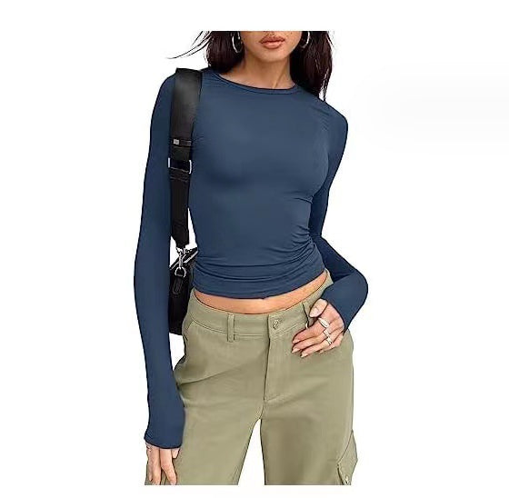 Slim Fit Long Sleeve Shirt | Women's Casual Crop Tops FitiqueFit
