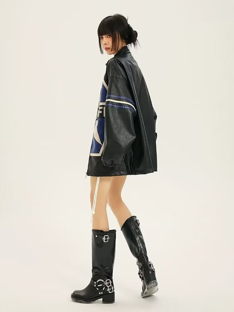 American Retro Biker's Jacket Trendy Leather Jacket Coat See size chart under “more details” The Fashion Celestial