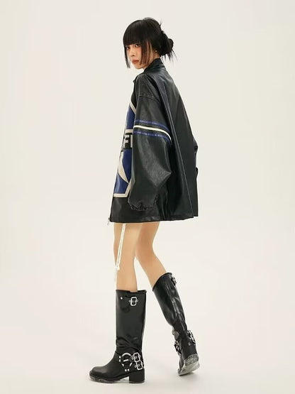 American Retro Biker's Jacket Trendy Leather Jacket Coat See size chart under “more details” The Fashion Celestial