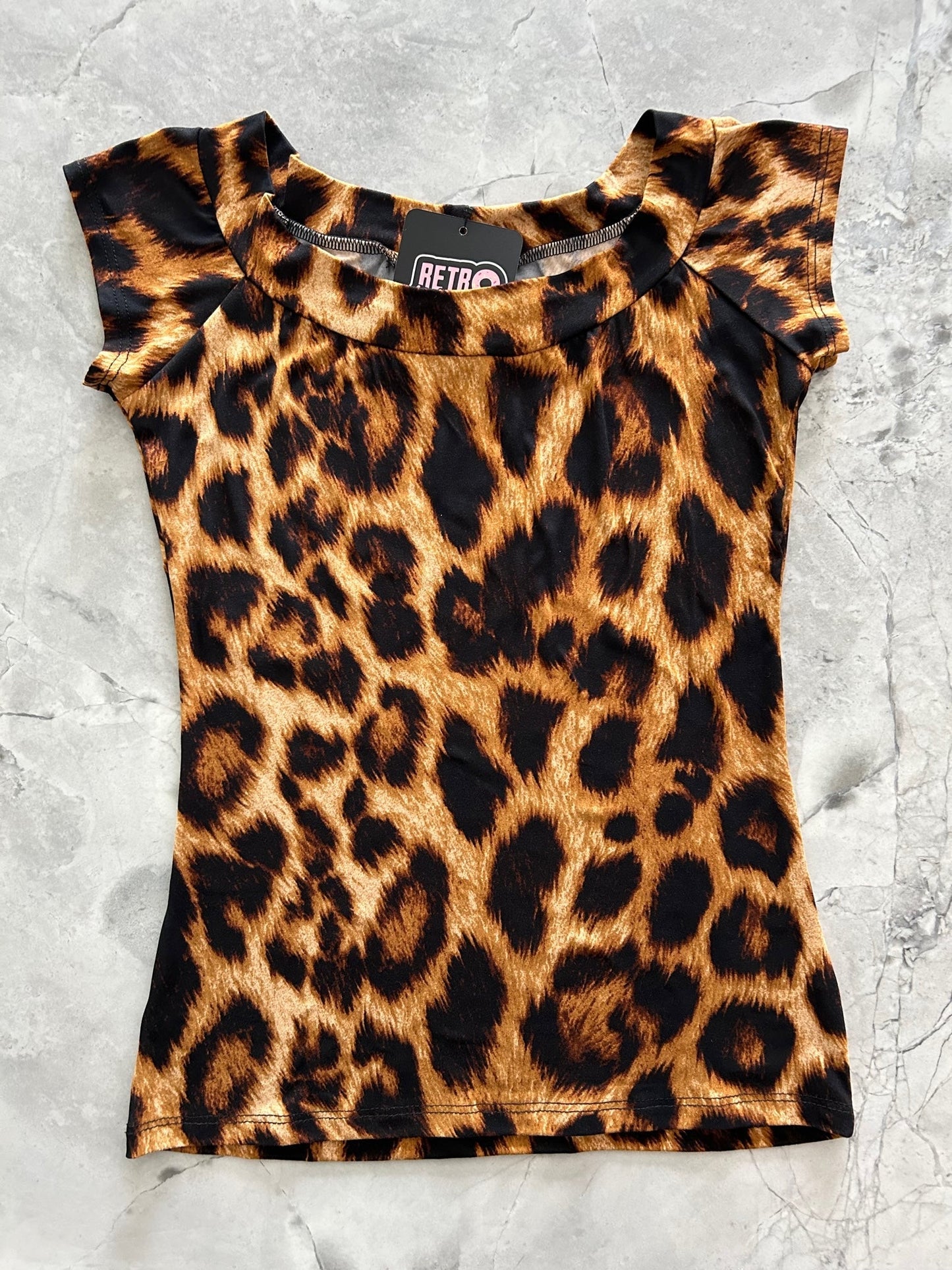 Retro Boat Neck Top in Leopard Retrolicious