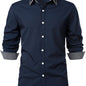 Men'S Color-Blocked Checkered Casual Long-Sleeve Shirt NovaCart