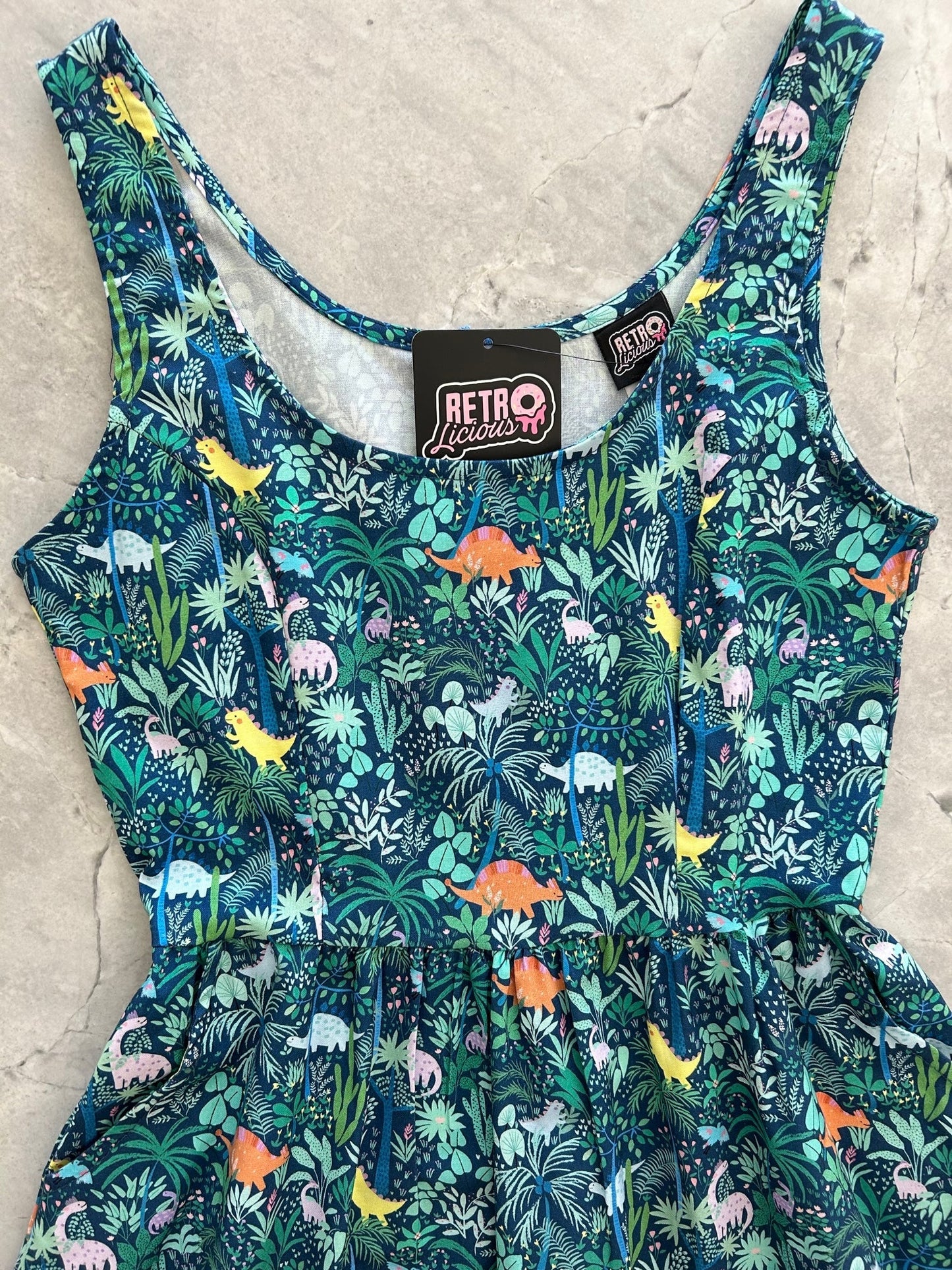Dino Shorter Length Fit & Flare Dress Retrolicious