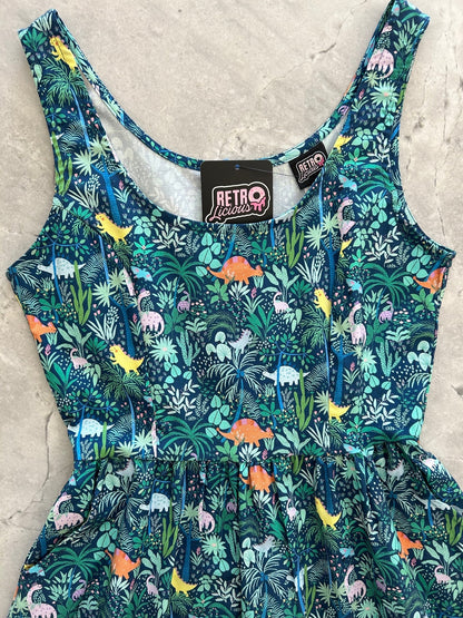 Dino Shorter Length Fit & Flare Dress Retrolicious