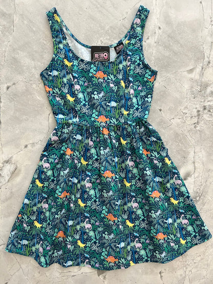 Dino Shorter Length Fit & Flare Dress Retrolicious