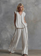 Women’s Sleeveless Striped Top and Full-Length Pants Set FitiqueFit