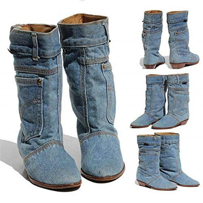 Sky Blue Denim Cowboy Boots Country in My Heart
