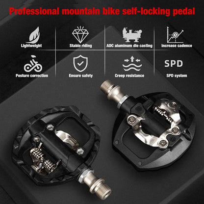 MTB Pedals Clipless SPD Self-Locking Pedals Compatible with Shimano SPD Lightweight Nylon Fiber Bicycle Platform Pedals with Cleat Included for BMX MTB Spin Trekking Bike，9/16" White