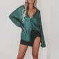 Sequin Lapel Long Sleeve Shirt See size chart under “more details” The Fashion Celestial