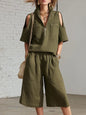 Short-Sleeve Shirt & Loose Shorts Two-Piece Set | Casual FitiqueFit