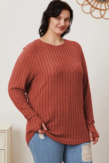 Basic Bae Full Size Ribbed Thumbhole Sleeve T-Shirt New Era Fashion LLc