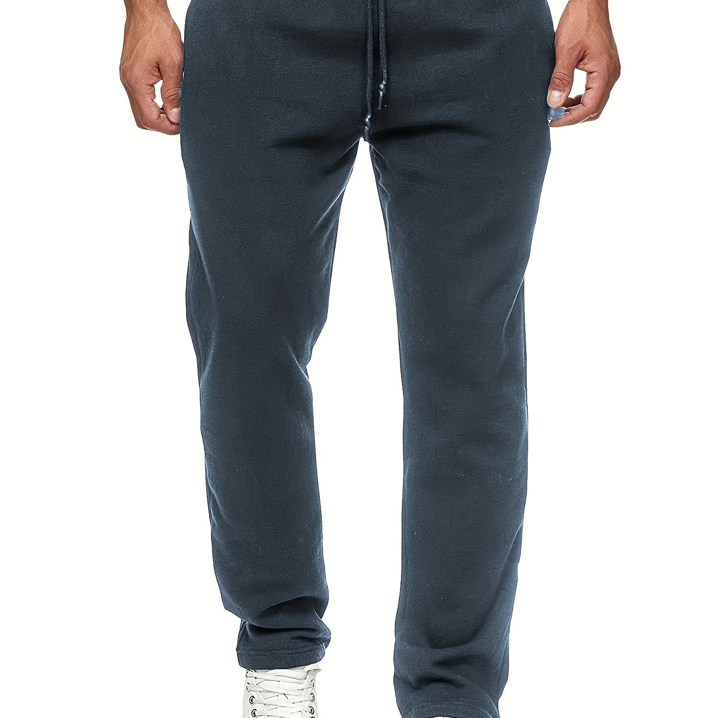 Men'S Fashion Casual Solid Color Fleece-Lined Joggers NovaCart