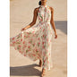 Women's Halterneck High-Waist Swing Dress – Floral & Solid Prints FitiqueFit