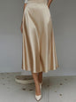Women's Satin Solid Color Mid-Length Skirt – Slight Stretch FitiqueFit