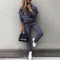 women's two piece solid color hooded sweatshirt set FitiqueFit