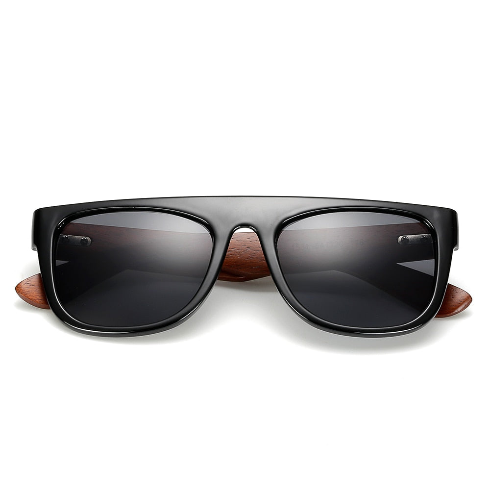 Bamboo Wooden Arms Sunglasses Men Women Black Sunglass FitiqueFit