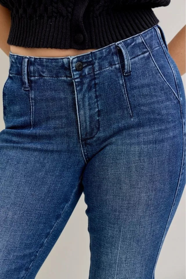 Judy Blue Full Size Mid Rise Bootcut Jeans with Welt Pockets Plus Size Garden Naked Curves