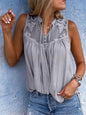 Chiffon Patchwork Lace V-Neck Sleeveless Top | Silk Chiffon FitiqueFit