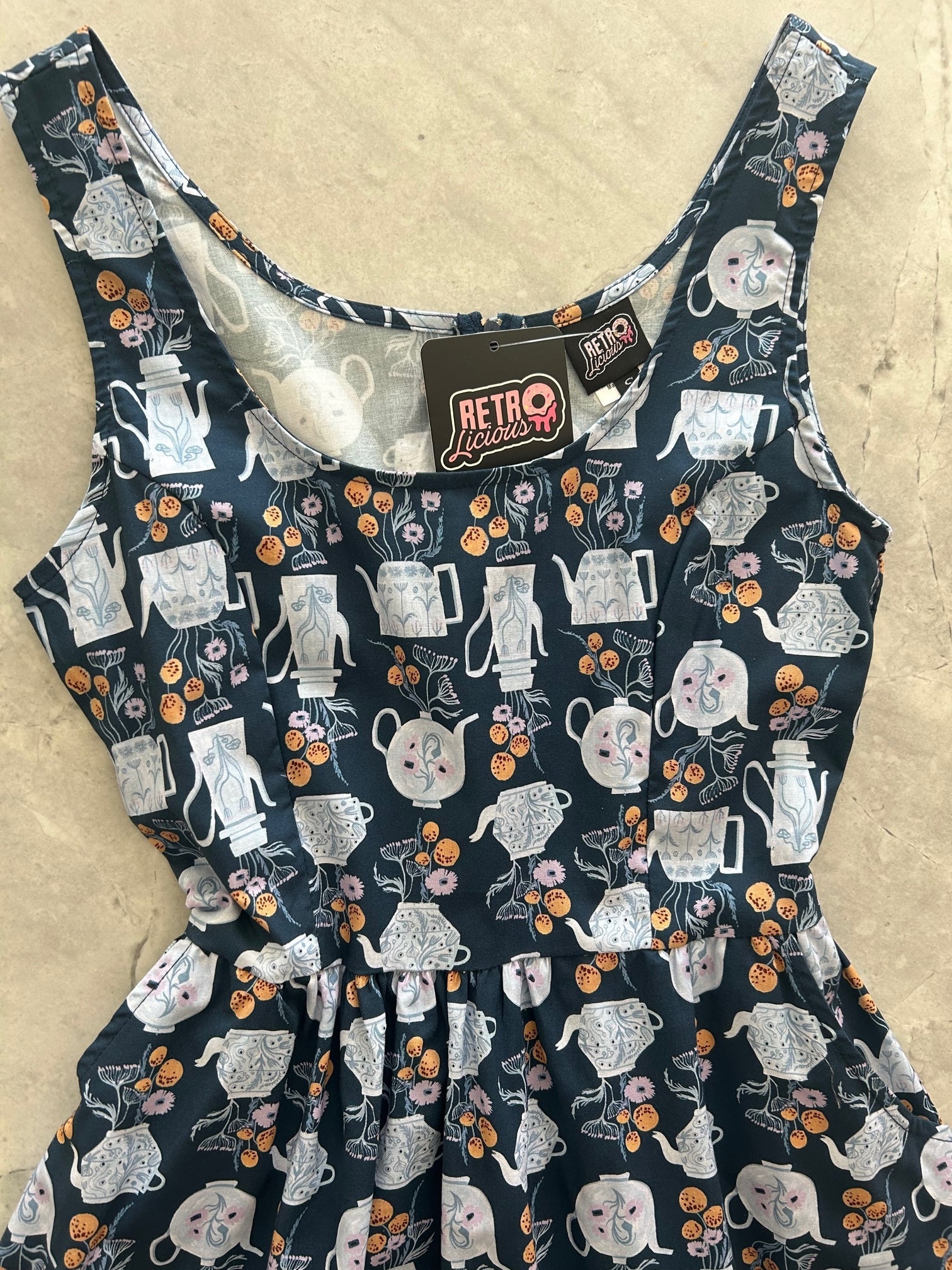 Teapots Fit & Flare Dress - XS only Retrolicious