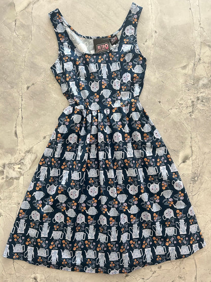 Teapots Fit & Flare Dress - XS only Retrolicious