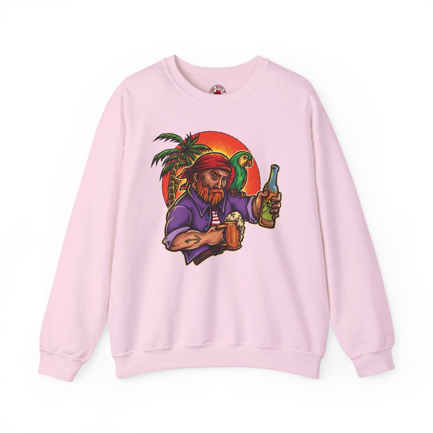 Sunset Pirate Beer Crewneck Sweatshirt The Devil's Pickle