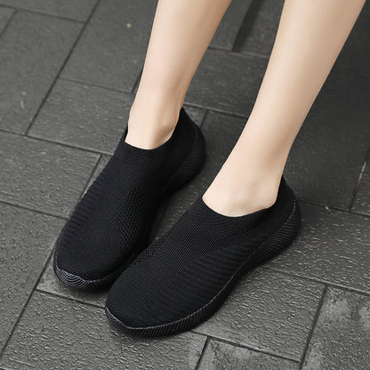 Women'S Lightweight Slip-On Sneakers, Solid Color Fabric Upper, Round Toe, MD Sole, Low Top, All-Season Casual Shoes for Running, Fitness, Dance, Walking, Travel NovaCart