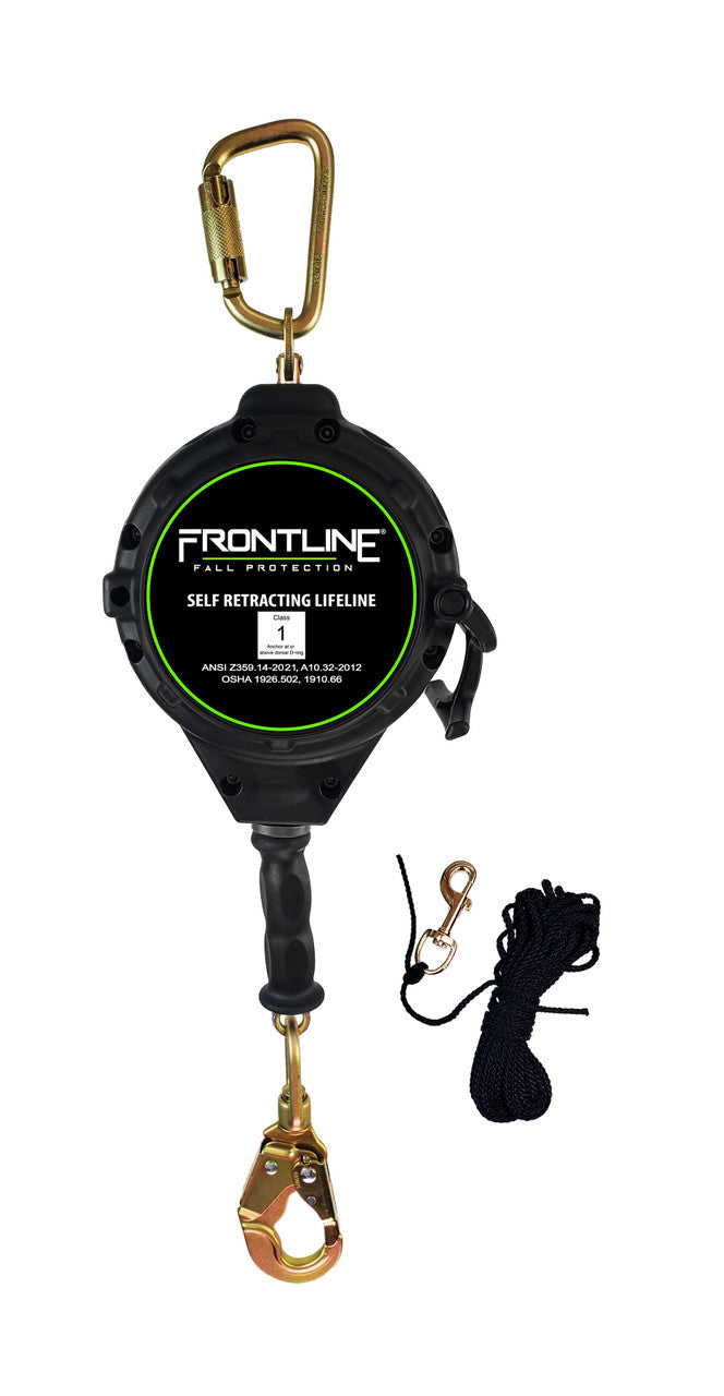 Frontline RPG30 30' Cable Single Leg SRL with Steel Snap Hook End with Carry on Handle and Tagline VM Hardware