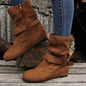 1.18inch Inner Height Increase Women's Short Boots with Flat Sole, Buckle Closure, Comfortable, Warm, and Lightweight, Women Shoes NovaCart