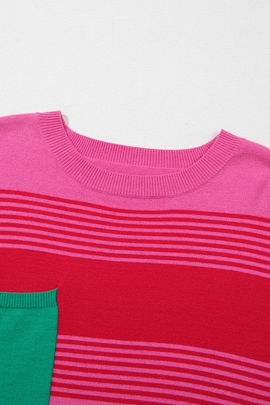 Striped Knit Patch Pocket Drop Shoulder Sweater Shop Style & More | Fresh Looks, Everyday Deals & Free Shipping