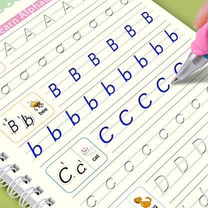 4-Piece Set of Kindergarten Learning Supplies: Children's Hard Pen Grooved Copybook, Magic Calligraphy Practice Book, Educational and Scientific Toy Grooved Copybook, Fade-Resistant Embossed Writing Practice Book, Reusable Ma NovaCart
