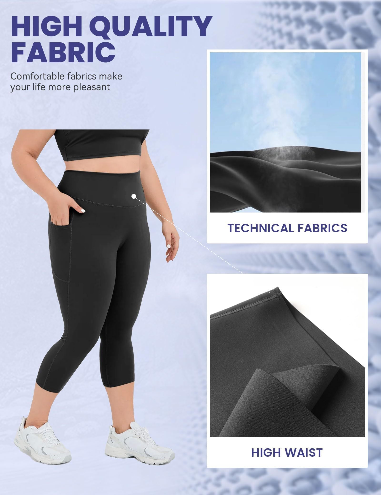 High-waisted cropped yoga pants with pockets FitiqueFit