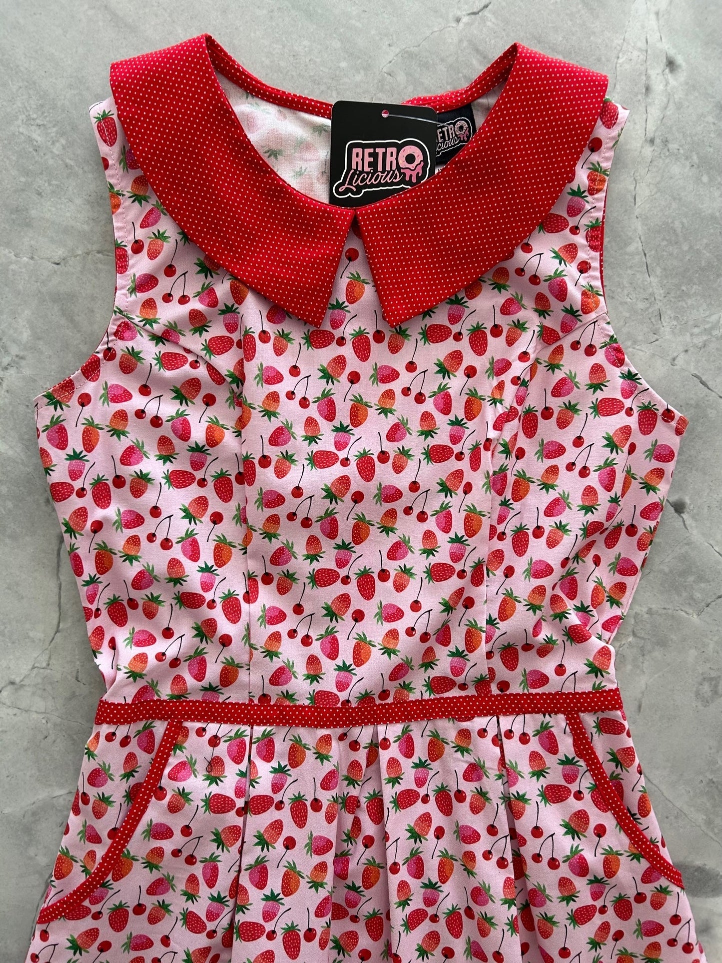 Berry Cherry Collared Dress - Medium only Retrolicious