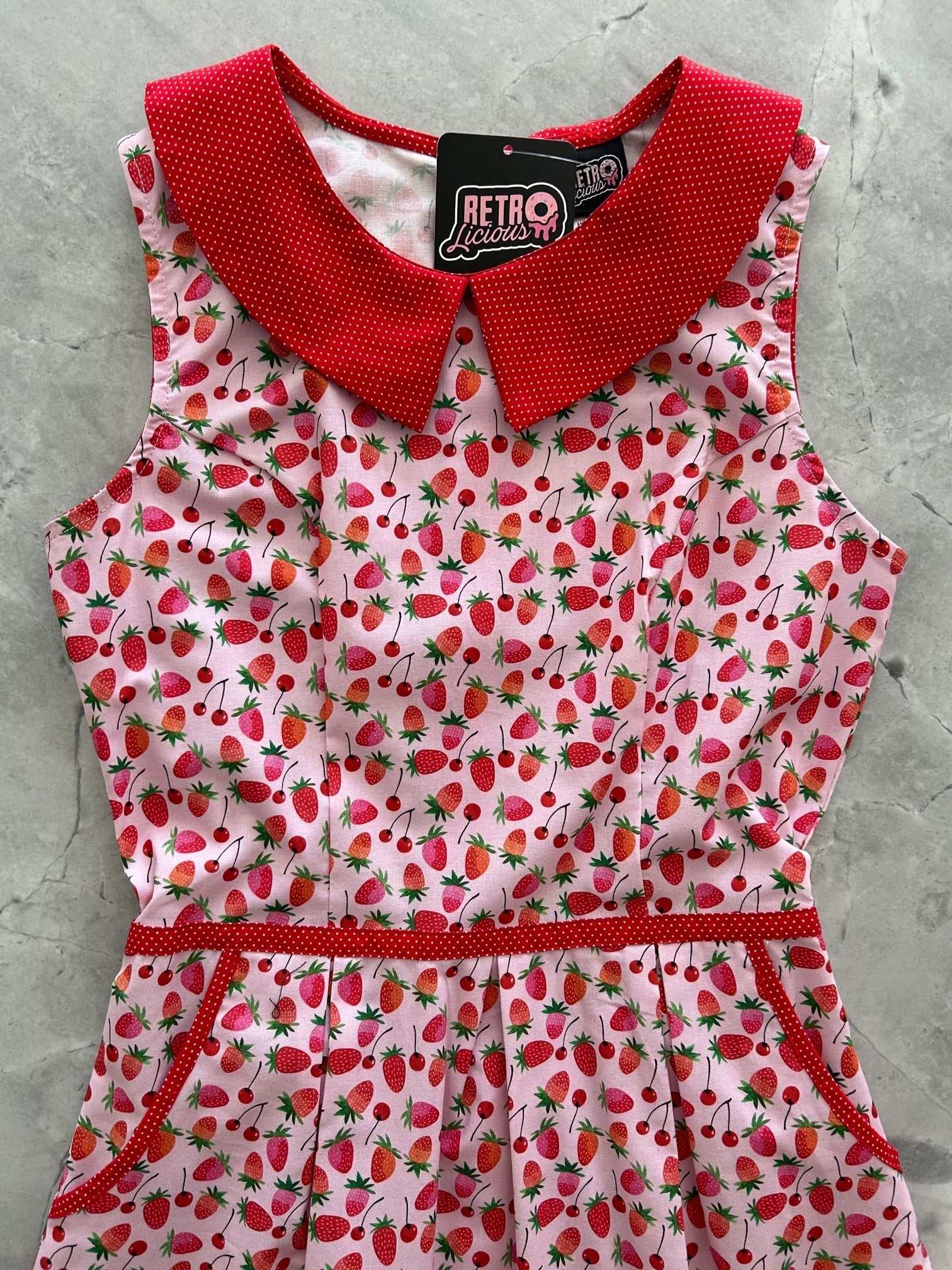 Berry Cherry Collared Dress - Medium only Retrolicious