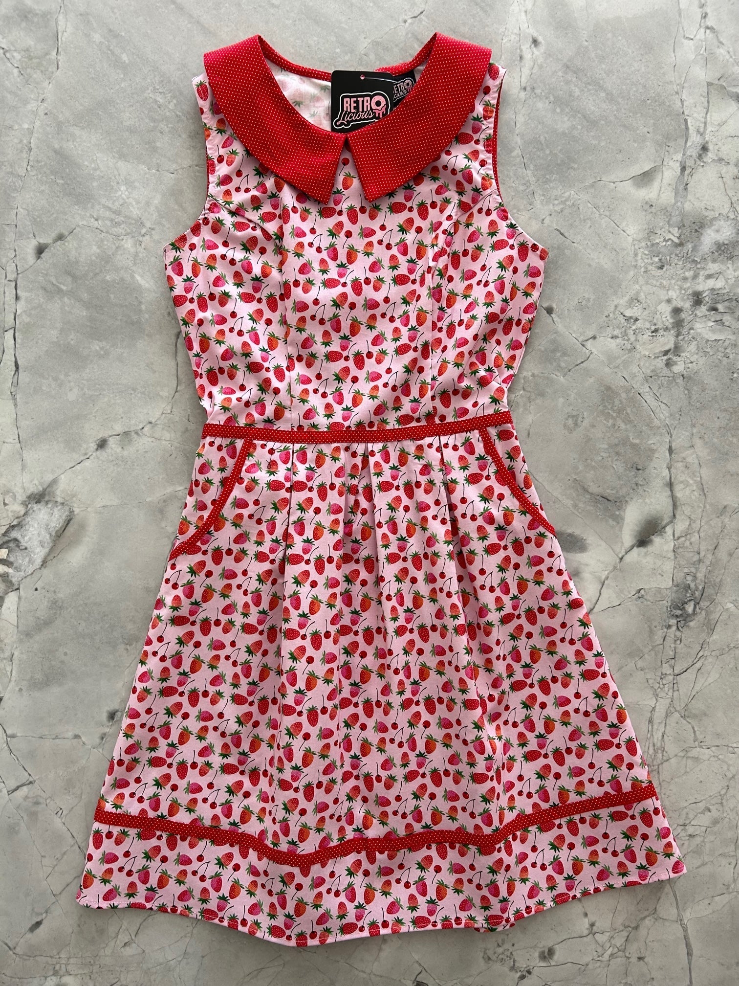Berry Cherry Collared Dress - Medium only Retrolicious