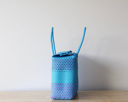 Turquoise & Purple Medium Handwoven Handbag MexiMexi