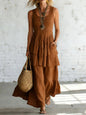 Women's Cotton Linen Sleeveless Loose Maxi Dress FitiqueFit