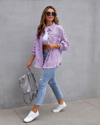 Fashion Ripped Shirt Jacket Female FitiqueFit