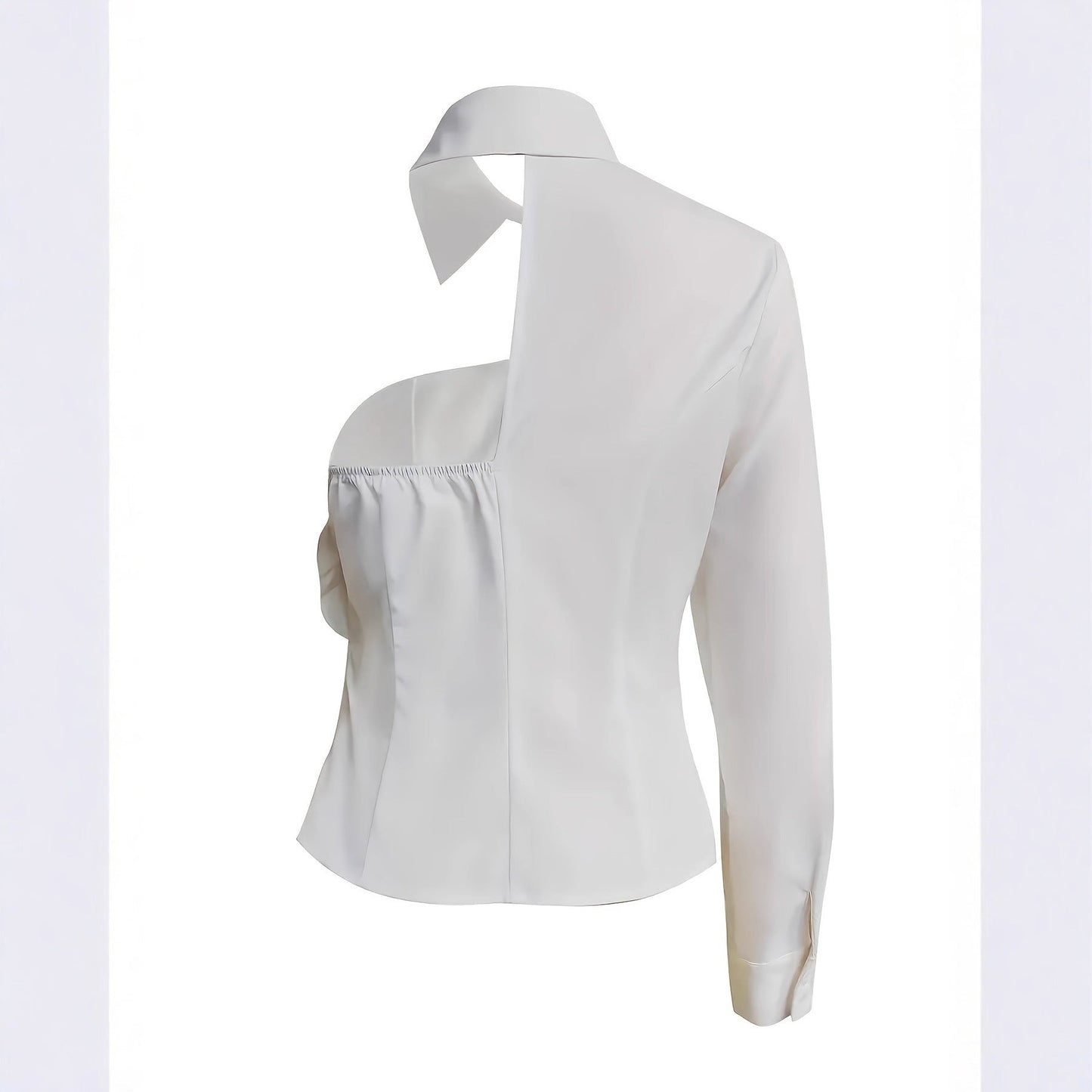 White Blouse With A One-shoulder TOP See size chart under “more details” The Fashion Celestial